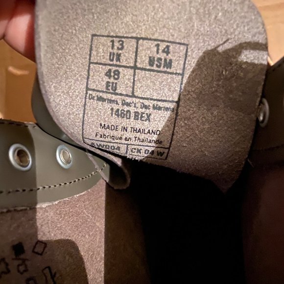 Dr. Martens 1460 BEX Smooth Leather Platform Boots Khaki Grey Men's Size 14 NEW - Picture 8 of 8